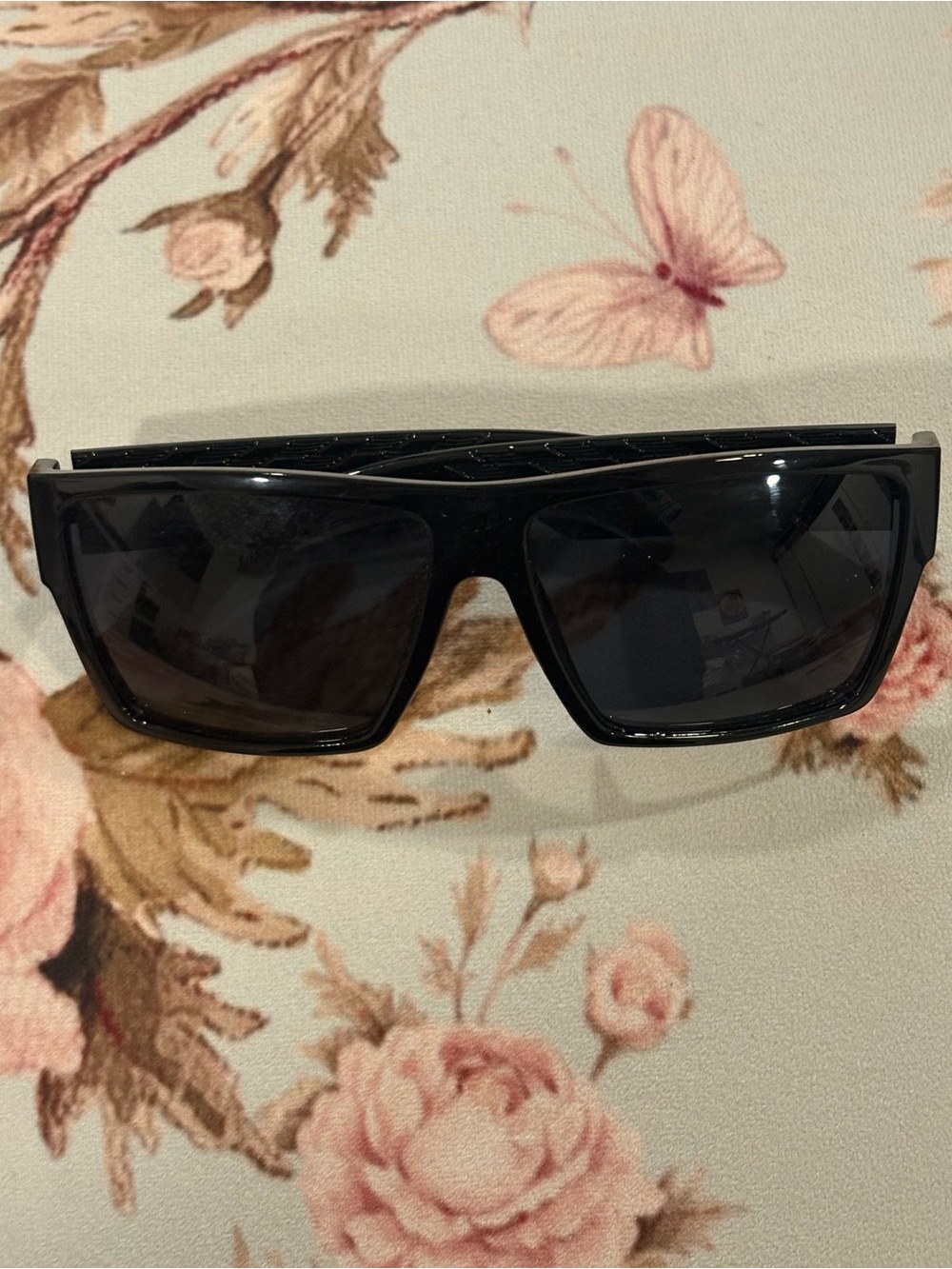 SUPER DARK Black Rectangular Sunglasses